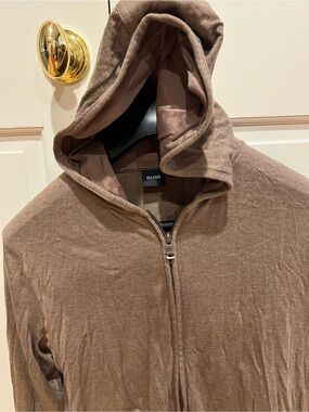 Hugo Boss Men’s Brown Hooded Zip-Up Sweater Jacket